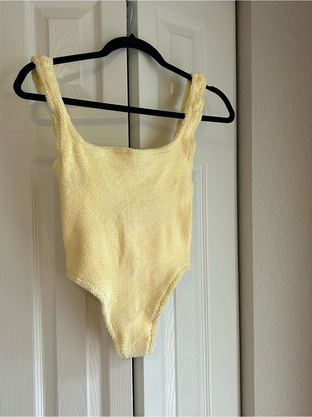 Square-Neck One-Piece Swimsuit in Pale Yellow — Elysiian Swim